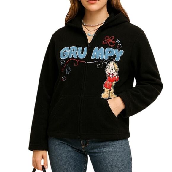 Disney Grumpy Dwarf Black Fleece Pullover XL - Picture 1 of 7